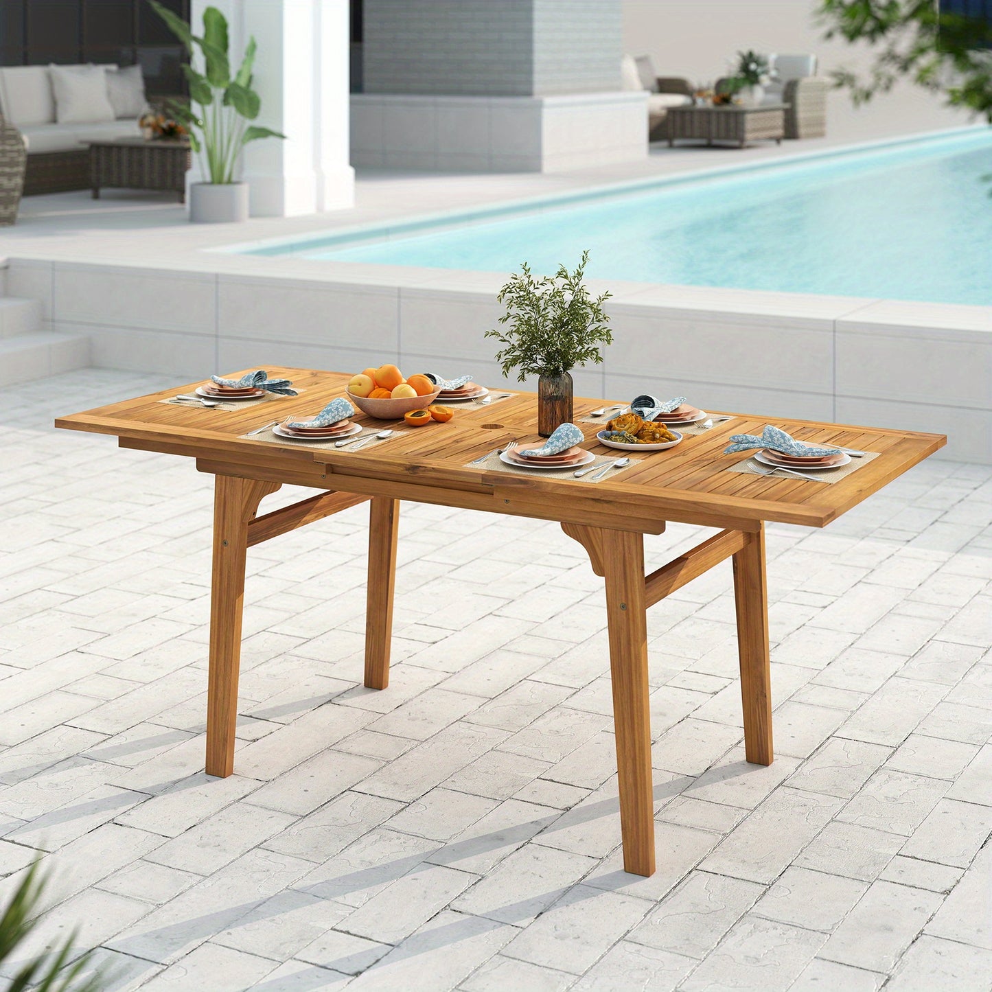 COSTWAY Expandable Outdoor Dining Table for Stylish Patio Gatherings