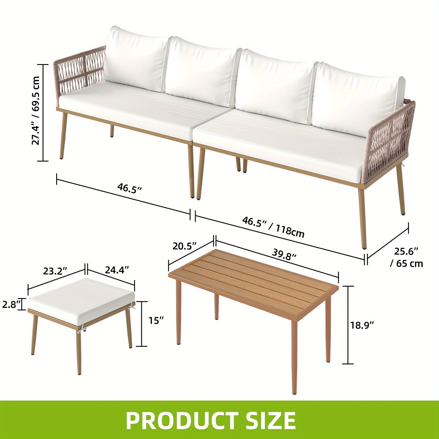 Xelsyo Outdoor Sectional Sofa Set With Coffee Table