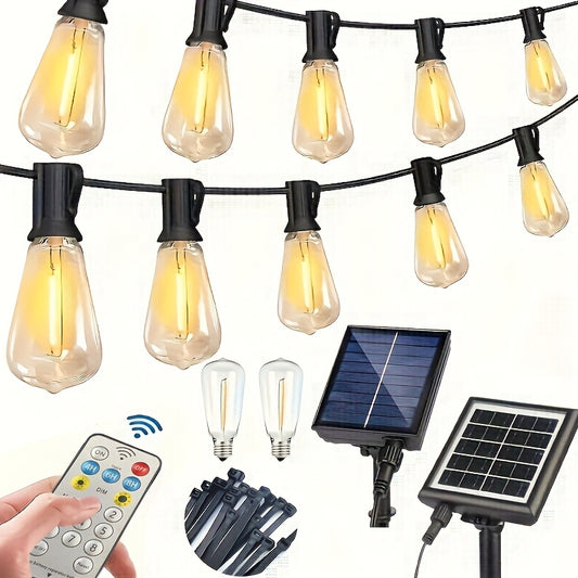 Solar Powered Outdoor String Lights With Remote LED Bulbs