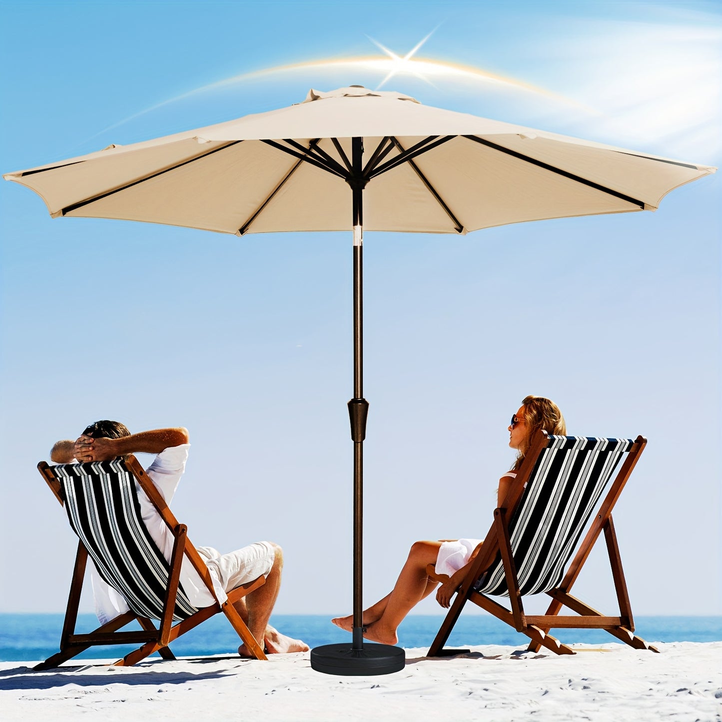 Adjustable Patio Sunshade Umbrella With Crank Tilt Mechanism