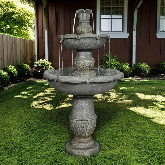 3-Tier Classical Outdoor Water Fountain with Waterfall