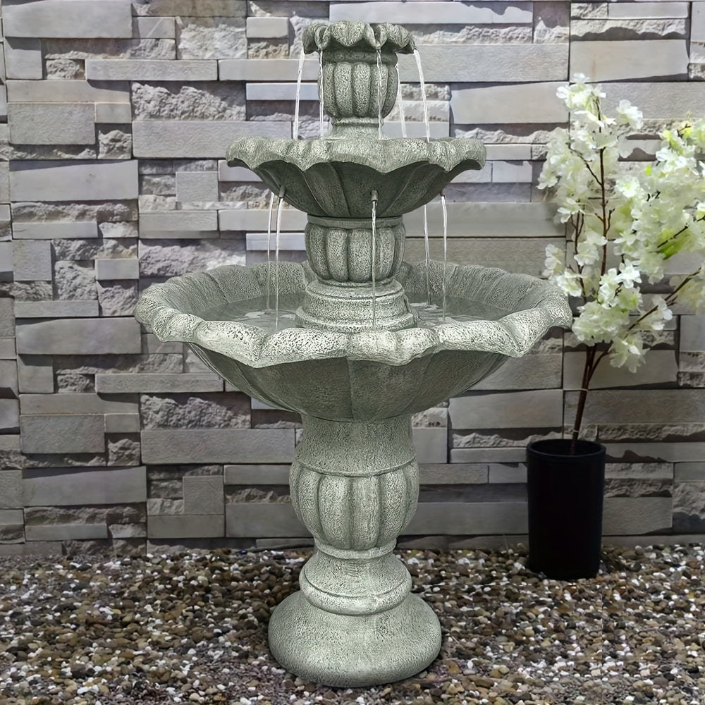Stylish 3-Tier Pagoda Waterfall Bird Bath Fountain