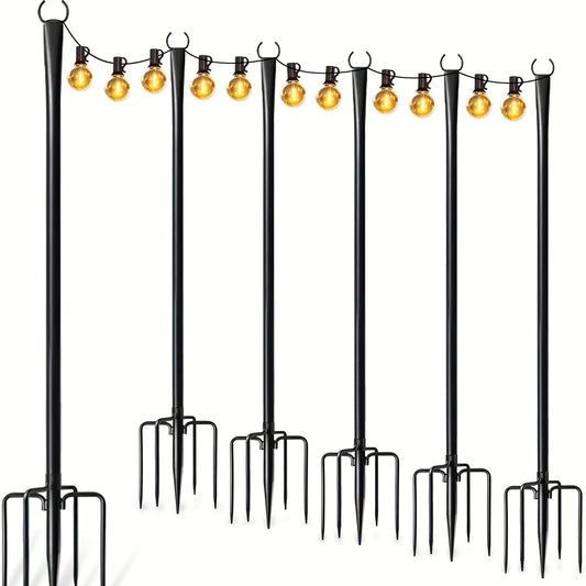 Outdoor String Light Pole Kit With Forked Hanging Posts